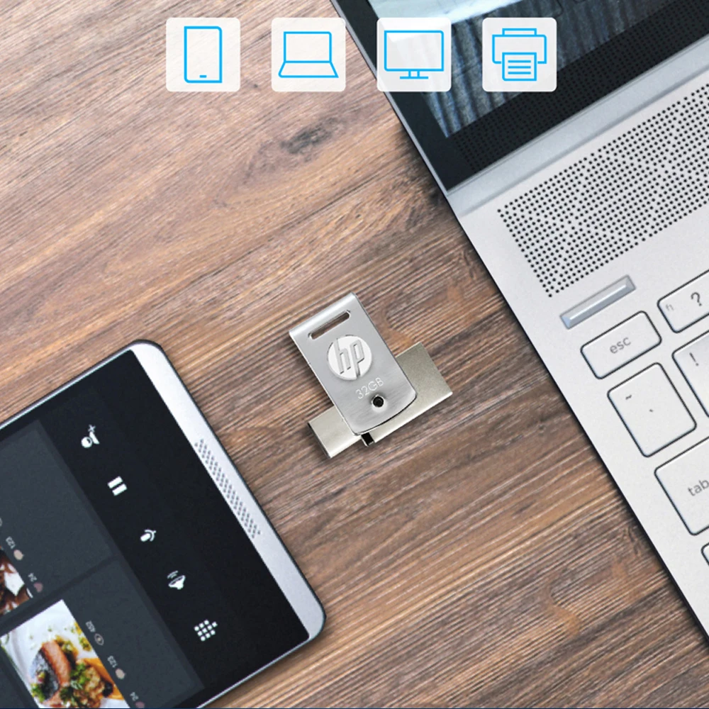 HP Dual USB 3 1 OTG Type C флэш накопитель металлический 32 Гб 64 128 ГБ мини диск Флешка для