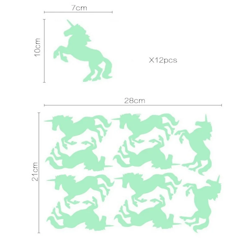 

10pcs/set Fluorescent Unicorn Luminous Wall Sticker Golw In The Dark Decor For Porch Bedroom Art Decals Peel & Stick Wallpaper