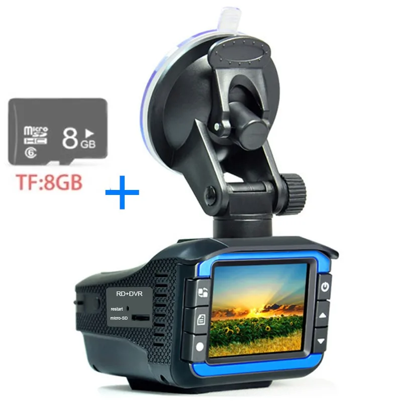 Авто портативные Радар-детекторы с DVR Dash Cam автомобиль анти полиция контроль скорости безопасности голосовой сигнализации 2в1 радар обнаружения - Название цвета: 8G