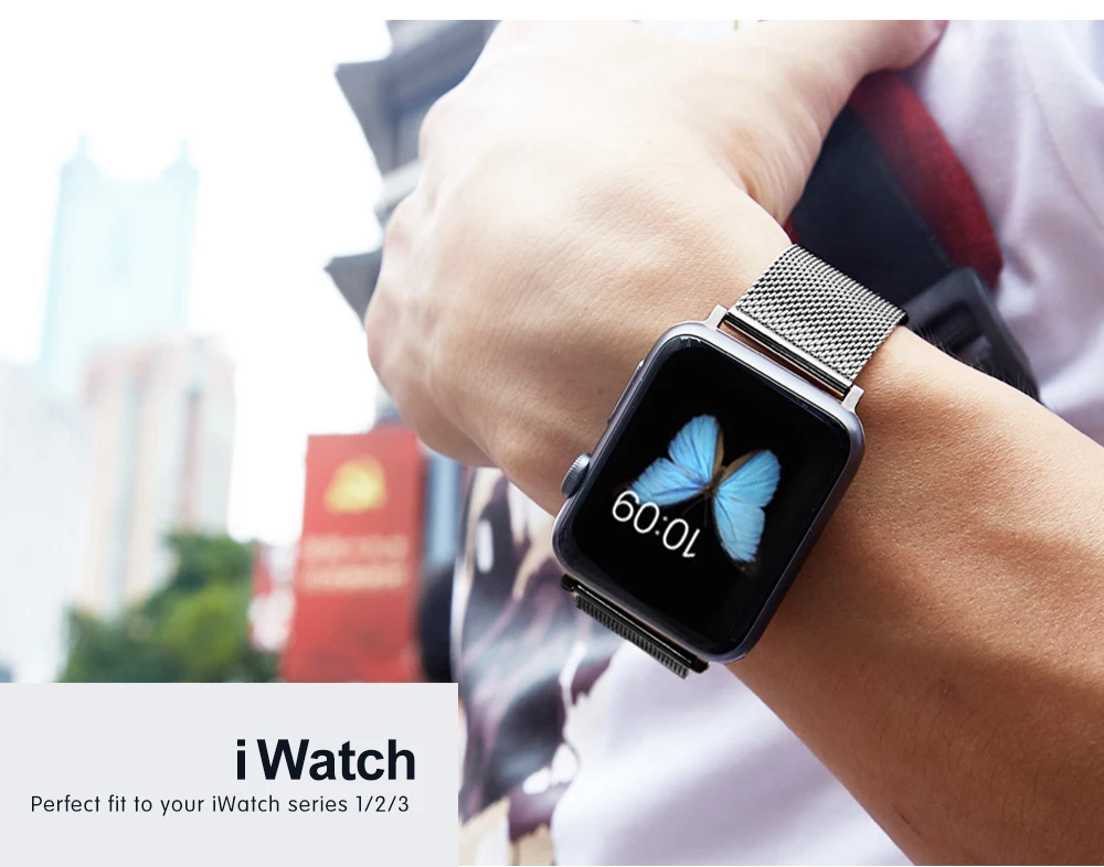 Миланский Браслет спортивный ремешок для часов для Apple iwatch 5/4/3/2/1 ремешок для наручных часов относится к 38mm40mm42mm44mm мессенджер через плечо на магнитной застежке в едином положении во время занятий легкой атлетикой, спортивный напульсник, аксессуары