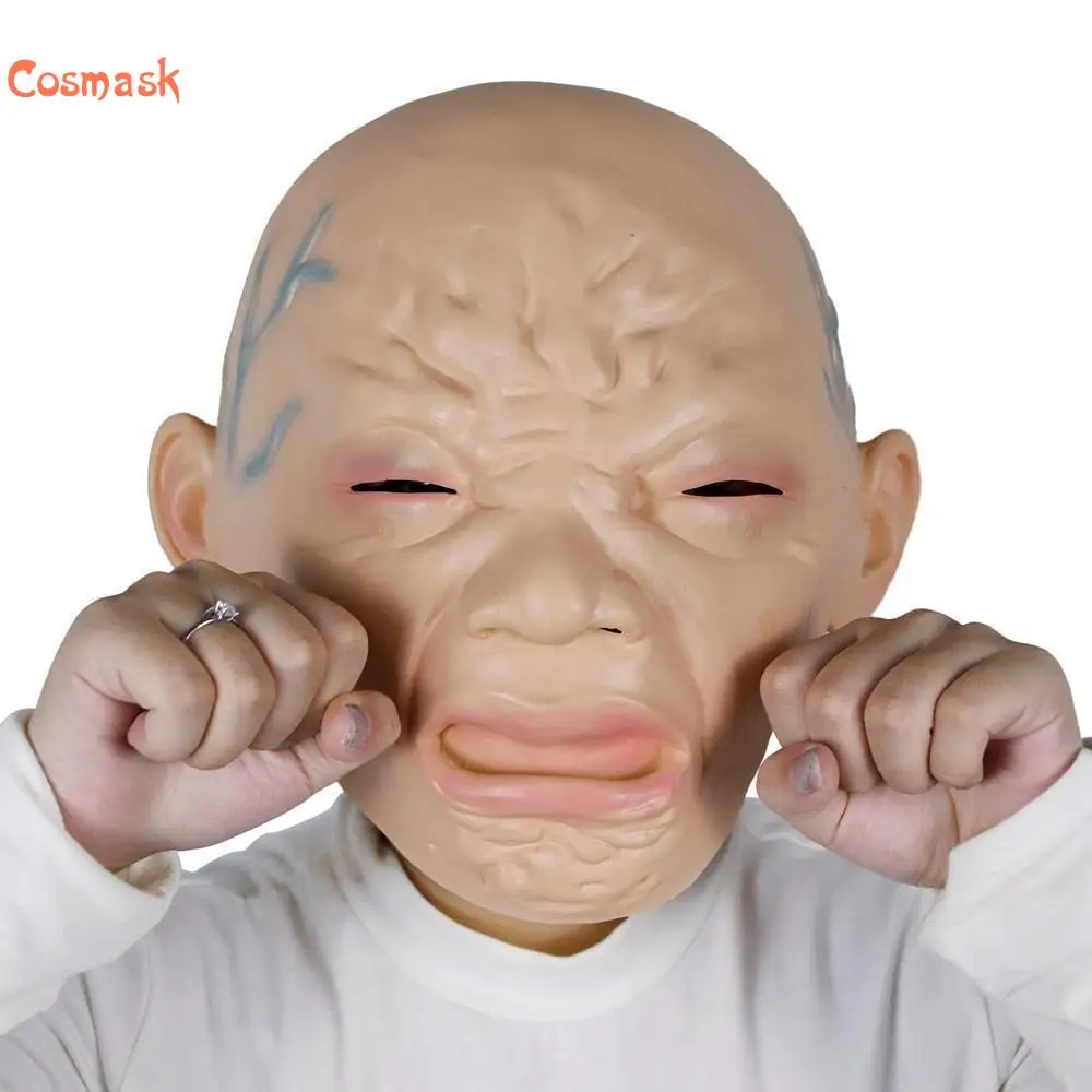 Cosmask горячая Распродажа на Хэллоуин ухаживает за малышом Маска латекс плач