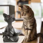 Причудливый черный Будда фигурка кошки медитации Йога Коллекционная Happy декор с кошкой скульптуры открытый сад Статуи фигурки