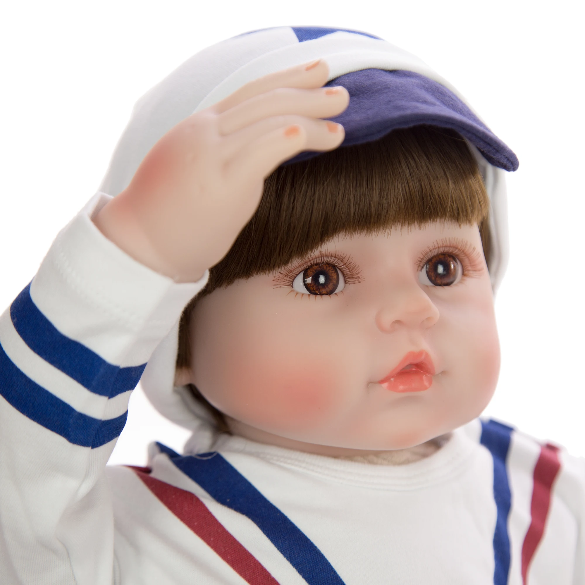 60 cm Lifelike Reborn Dolls Soft Silicone Vinyl Baby Doll Cosplay Navy Uniform Toy For Kid Birthday Gift Boy Play House Boneca | Игрушки и