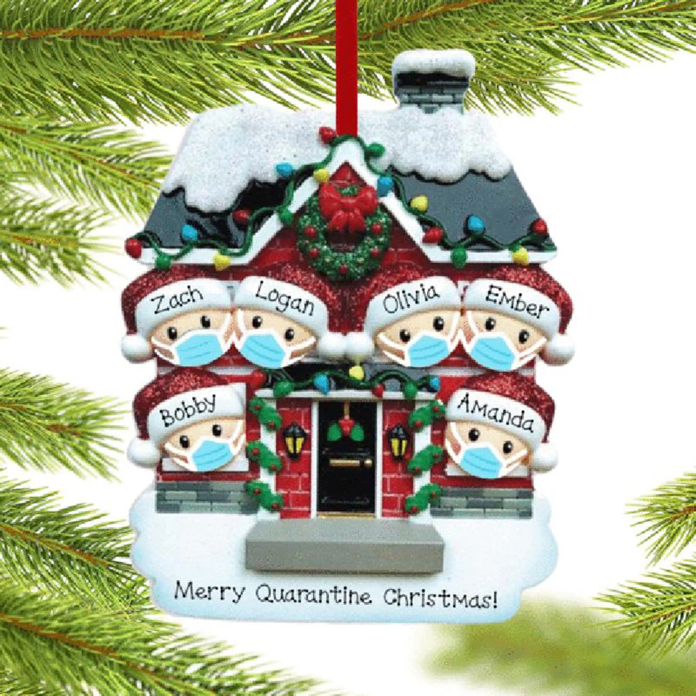 

1Pc Personalized Christmas Family Santa PVC Red House Christmas Tree Pendant Home Party Hanging Ornaments Decoration Gifts