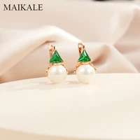maikale small colorful exquisite pearl micro inlay triangle cubic zirconia stud earrings for women jewelry trendy gifts brincos