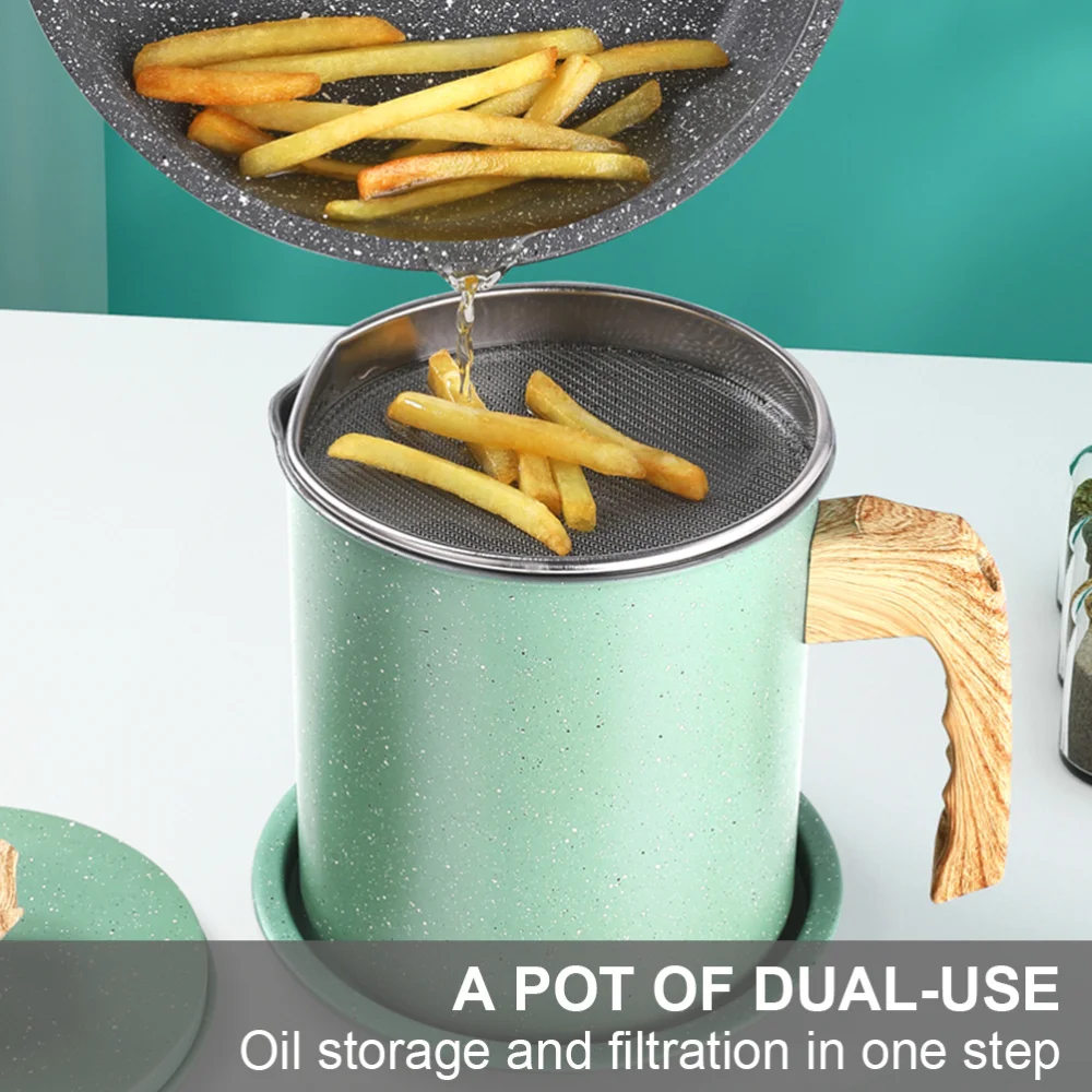 

1 Pc Kitchen Oil Pot Household Stainless Steel Oil Filter Tool (1.4L)