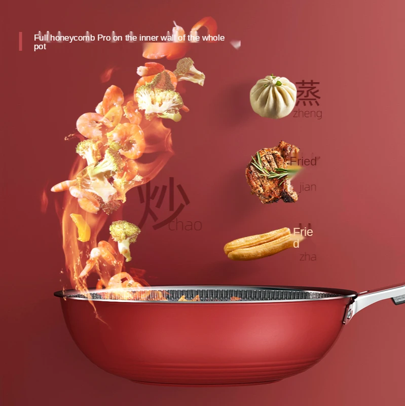 

Stainless Steel Wok Non-Stick Pan Household Wok Gas Stove Suitable Flat Pot