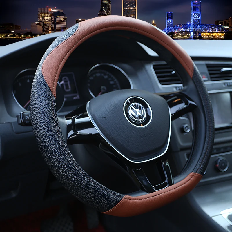 

D series Micro Fiber Leather Car Steering Wheels Covers 38CM/15'' Steering Wheel Hubs Car Styling,For VW GOLF 7 2015 POLO JATTA