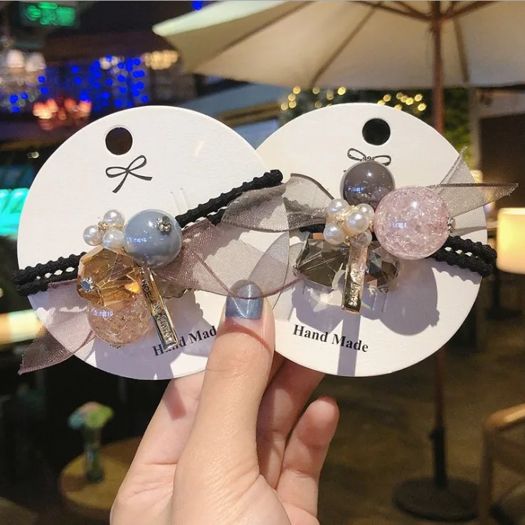 Женская резинка для волос с цветными жемчужинами и кристаллами |