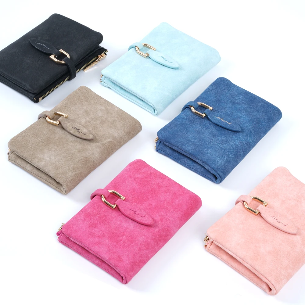 Женский короткий клатч с застежкой защелкой винтажный матовый женский кошелек