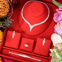blachette gorgeous exclusive necklace bracelet earring ring 4pcs dubai bride wedding banquet zircon fashion luxury jewelry set