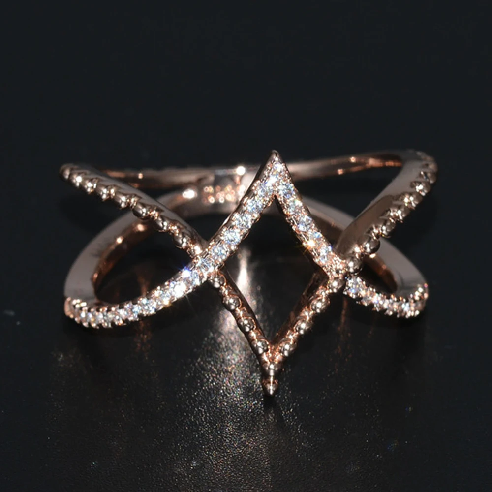 

New 2021 rings for women Simple and creative rose gold line ring V-shaped cross ring accessories women's rings