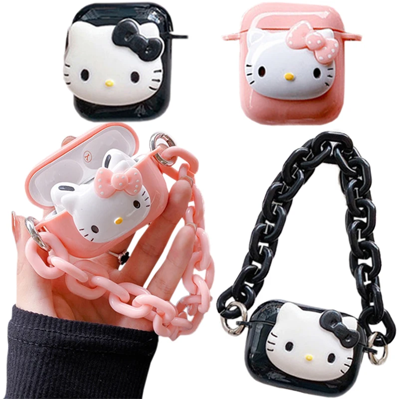 

Hello Kt Kawaii Мультфильм Airpods чехол Bluetooth мягкий корпус защитный чехол с подвесной цепочкой подходит для Airpods 2/pro Чехол