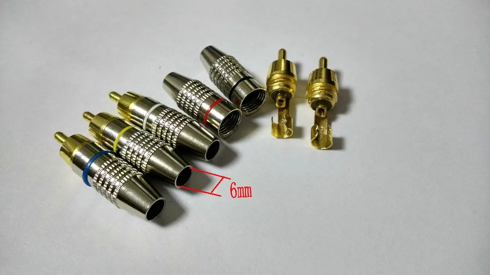Conector Macho Rca de Metal 20 Peças Cores Plug de Áudio Novo Conector de Solda