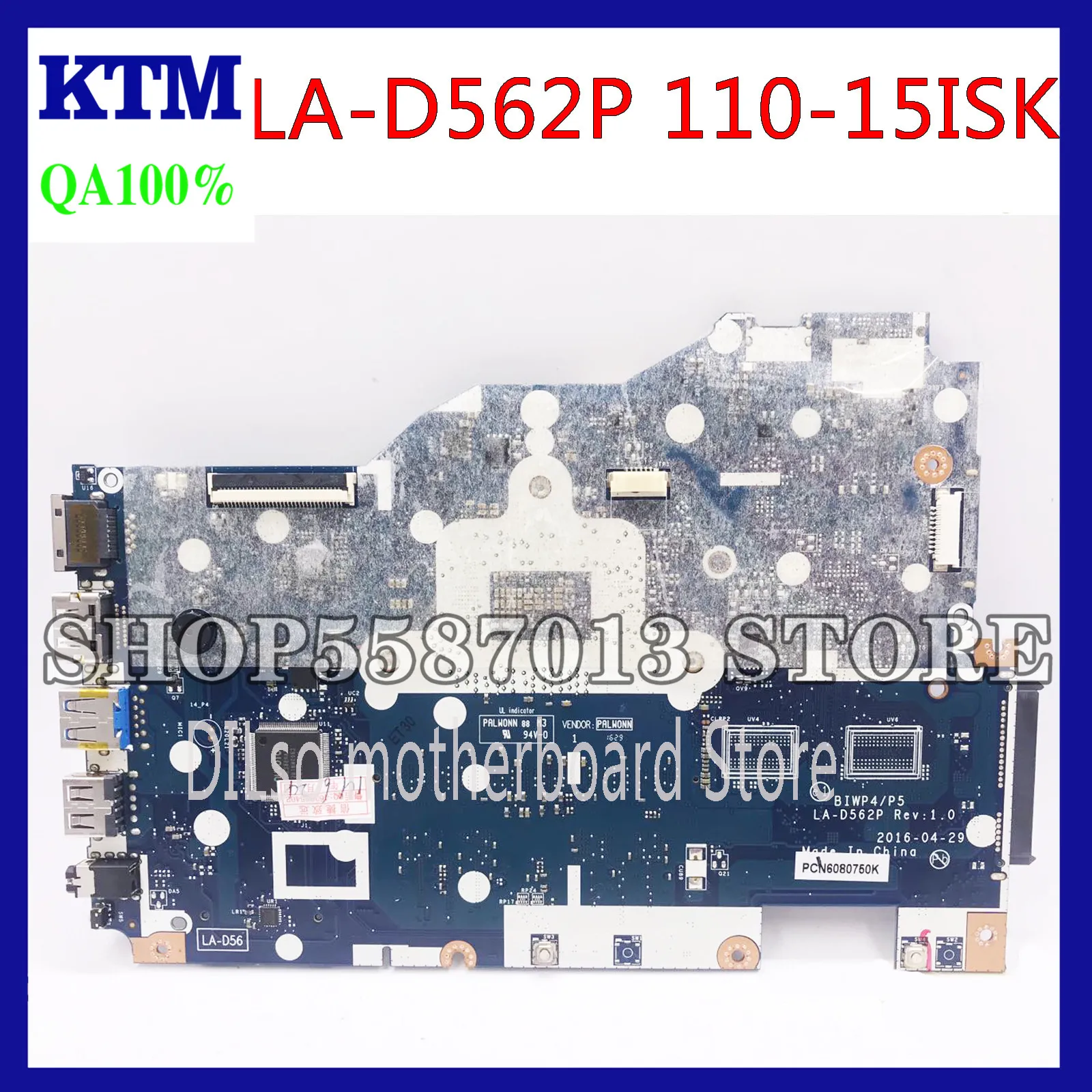 

KEFU LA-D562P Motherboard For Lenovo 110-15isk 310-15ISK Laptop Motherboard LA-D562P 4405U CPU 4GB Test work 100% original
