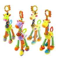 new soft cute giraffe animal handbells rattles mobile plush infant baby handle toys hot selling with teether newborn baby gifts