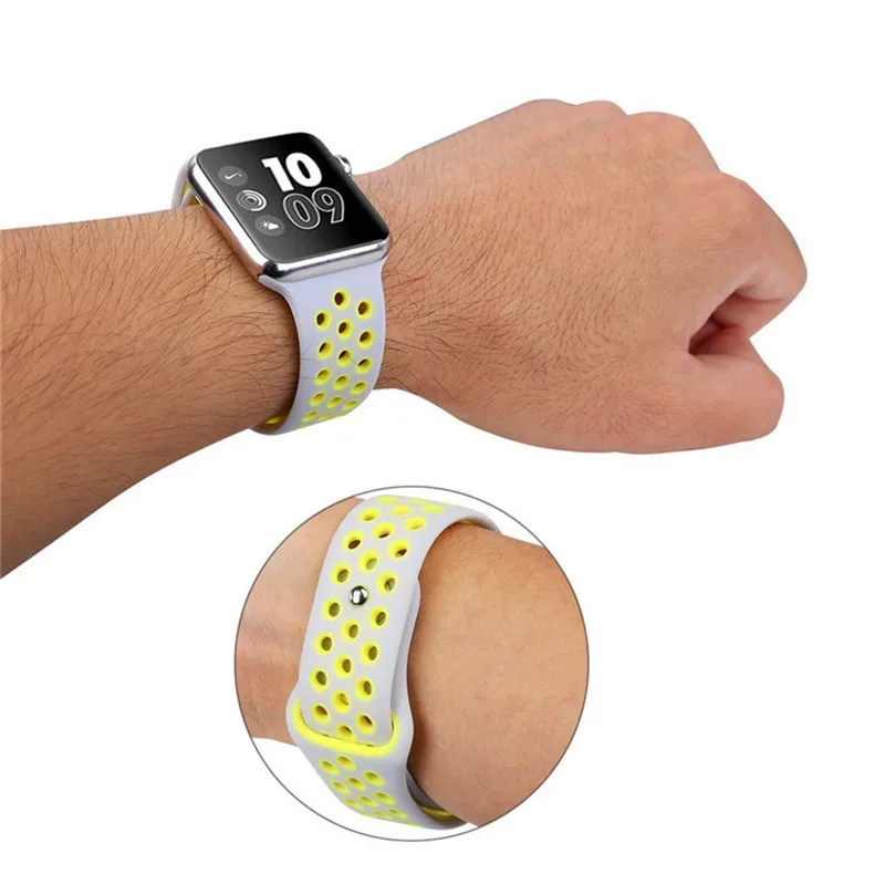 Спортивный силиконовый ремешок для Apple watch 5 4 3 2 1 дышащий браслет ремешок correa Apple watch 42 мм 38 мм для Nike+ iwatch 44 мм 40 мм