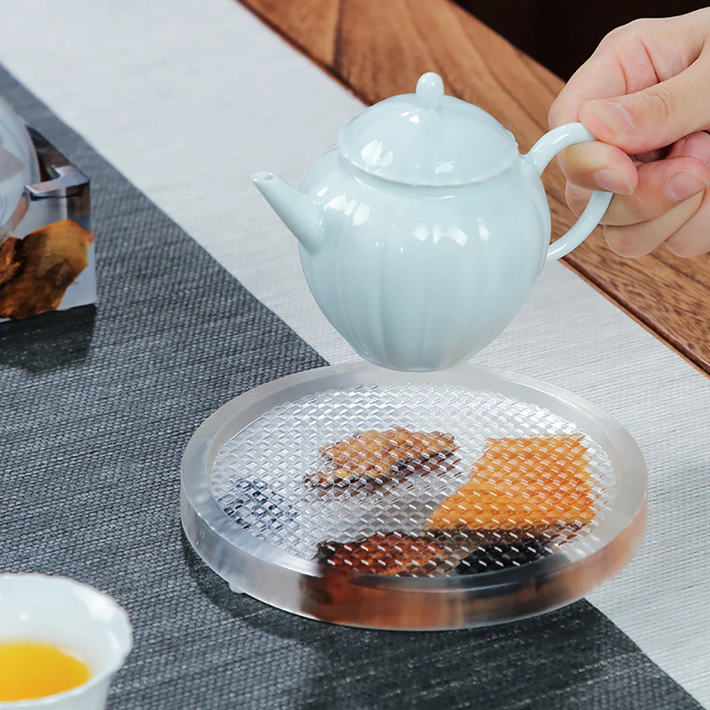 Простой дизайн сухая чайная тарелка из сосновой смолы для офиса дома чайной