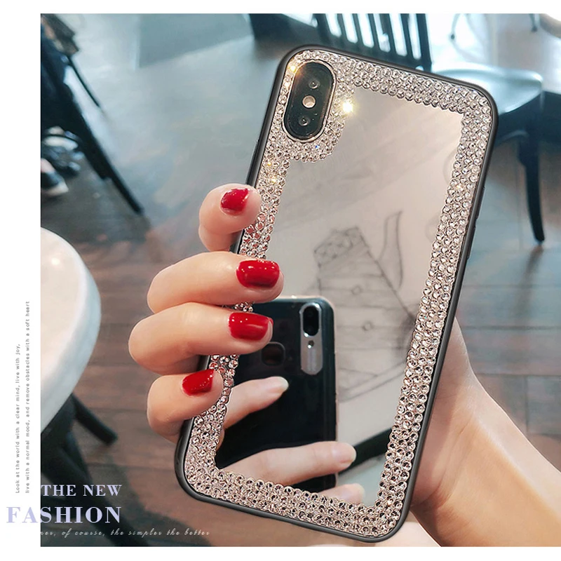 Mirror Rhinestone Case For Xiaomi 8 Lite 9 9se A3 Redmi 7A 8A K20 Pro Note 8T Luxury Diamond Glitter | Мобильные телефоны и