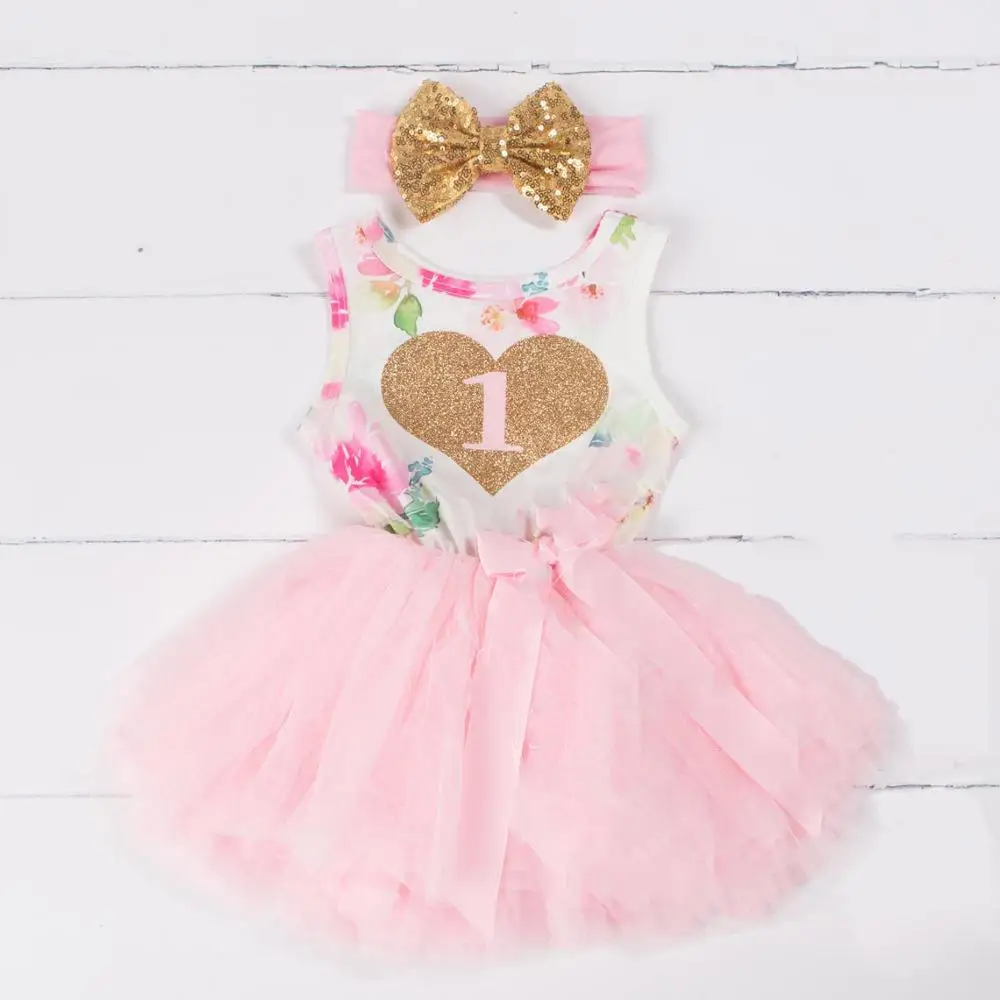 

Custom Pink Floral First Birthday Outfit, personalized Heart of Gold Dress baby girl Baby shower set Floral, Pink sleeveless