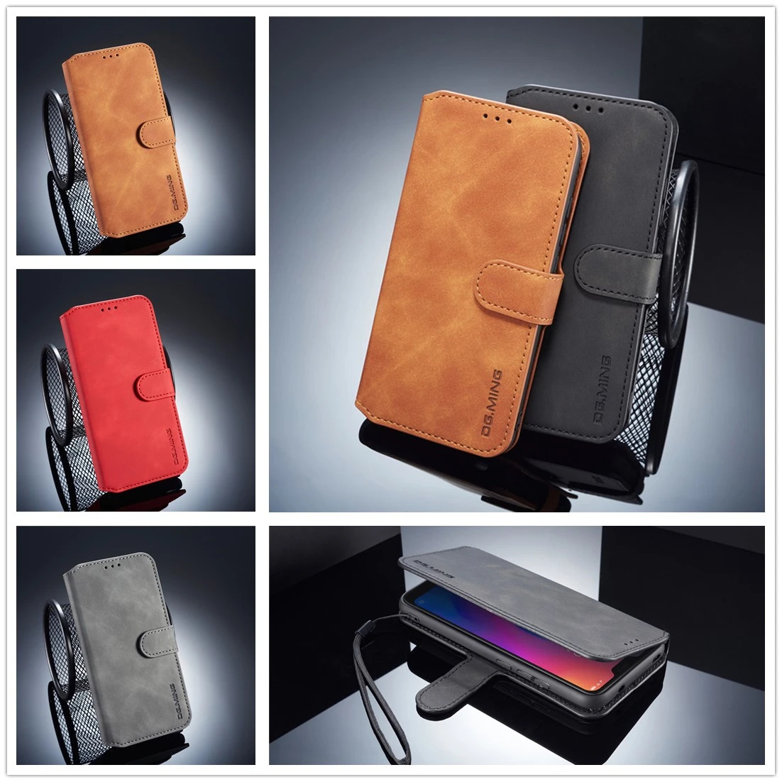 Logo Luxury Case for Redmi 8 7 7A& Note Pro 6 6A Leather Cover K20 Flip Book for Mi xiaomi A2 lite Y3 Wallet Skin touch Shell