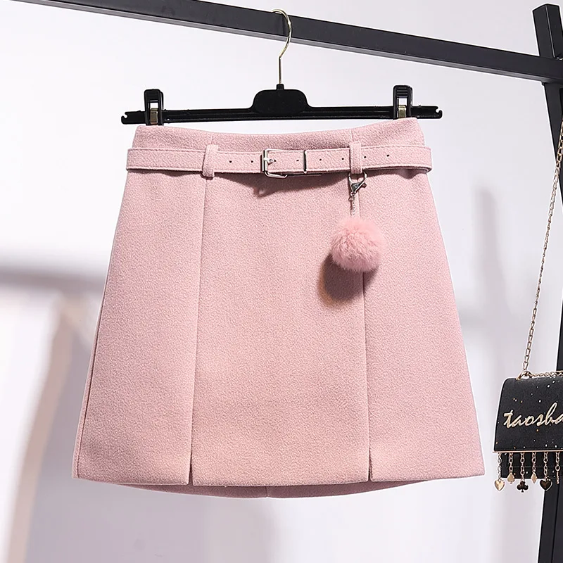 Pink Skirt Trytree осенне-зимний комплект из двух предметов, повседневный топ с круглым вырезом и рисунком+ юбка с поясом, модный мини-комплект для офисной леди, комплект из 2 предметов - Цвет: Pink Skirt