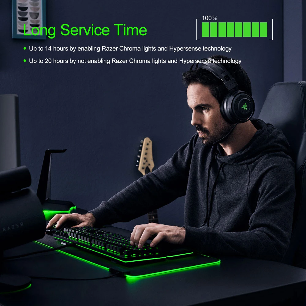 Razer Nari беспроводные Игровые наушники THX пространственные аудио охлаждающие гелевые подушечки 2,4 ГГц игровая гарнитура
