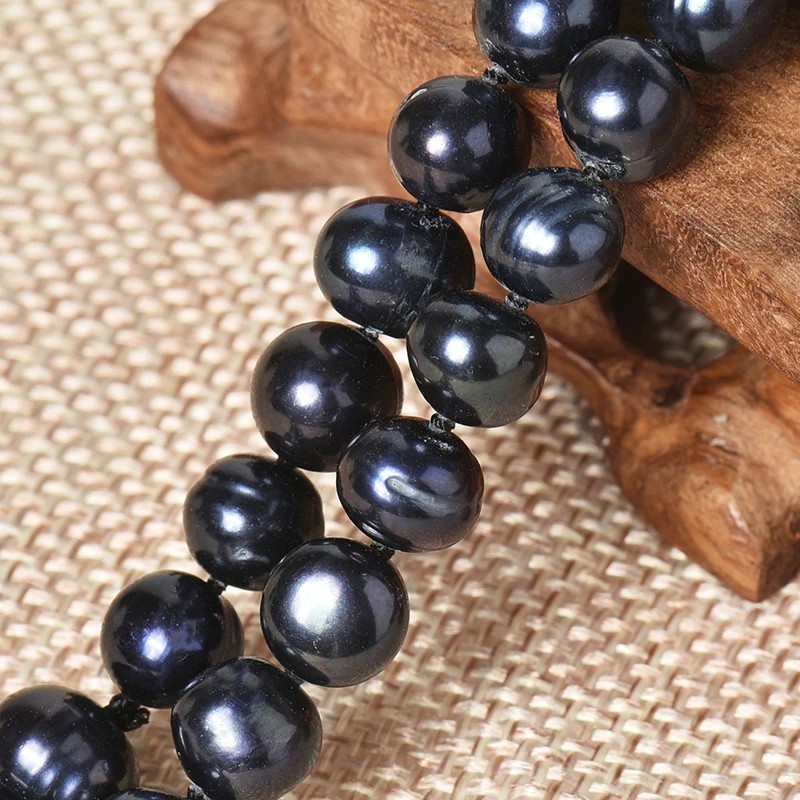 80/120cm Long Pearl Necklace Black beads Genuine Natural Freshwater Sweater Chain For Women Jewelry fashion Gift | Украшения и