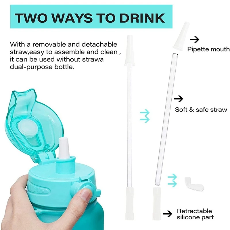 Compatible Gallon Bottle Reusable Adjustable Straws for 128Oz 64Oz Jug 1/Half Water - 5 Set |