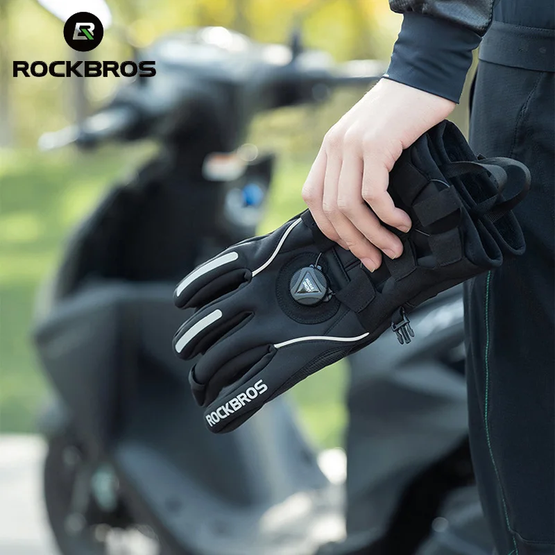 Водонепроницаемые велосипедные перчатки ROCKBROS для сенсорных экранов зимние
