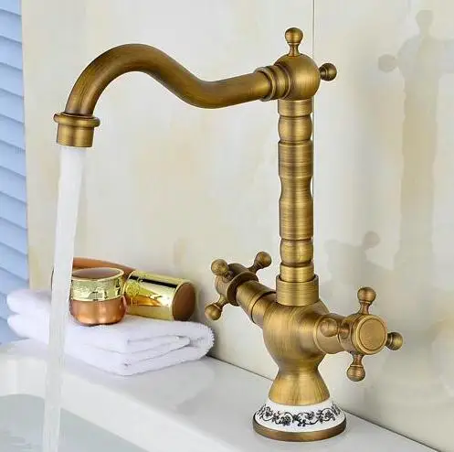 Бесплатная доставка кухонные краны/кухня/кран античный латунный поворотный кран