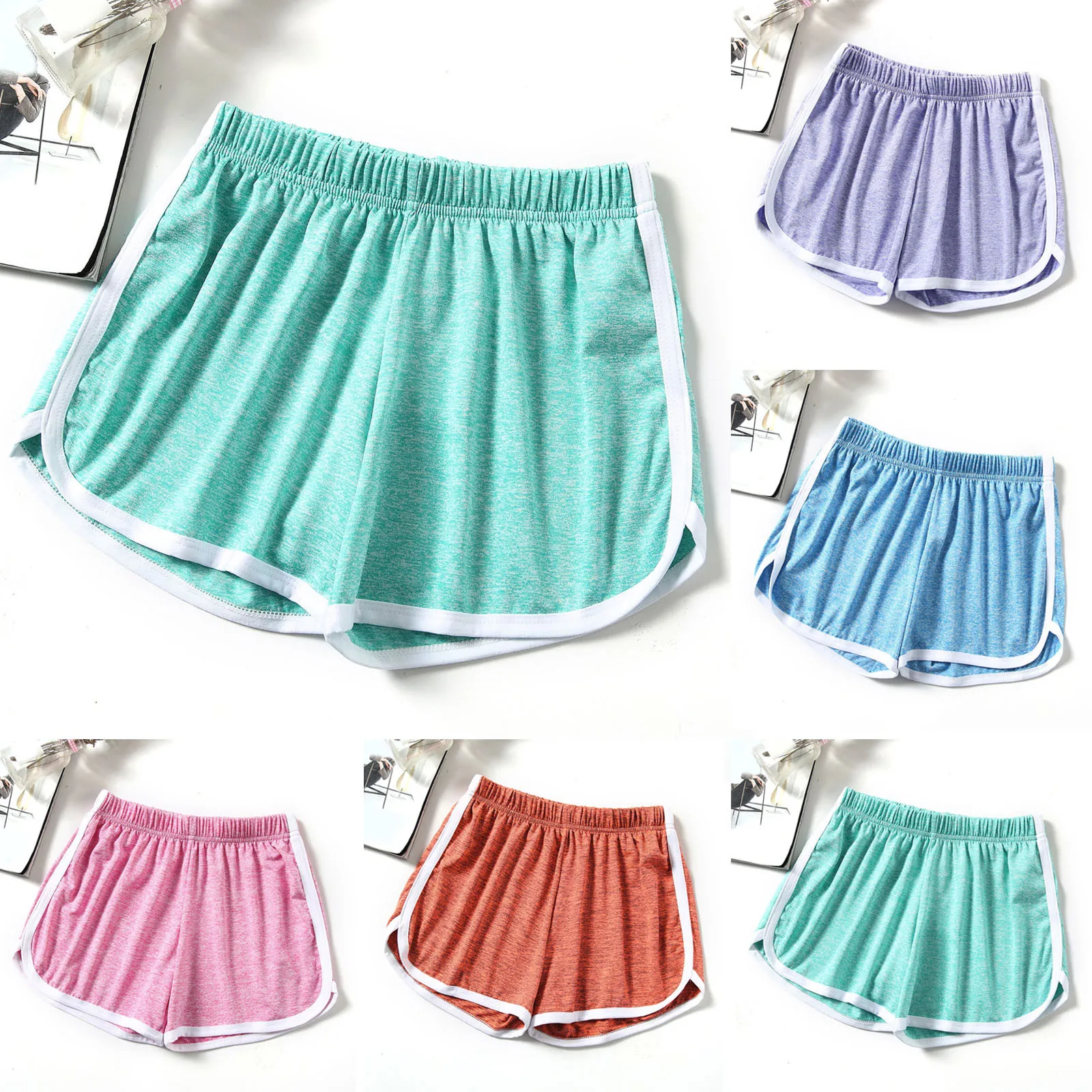

Спортивные шорты для женщин, Новинка лета 2021, тонкие шорты конфетных цветов с защитой от перелета, повседневные женские пляжные шорты с элас...