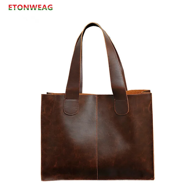 Винтажный Мужской портфель женская сумка деловая для ноутбука однотонная