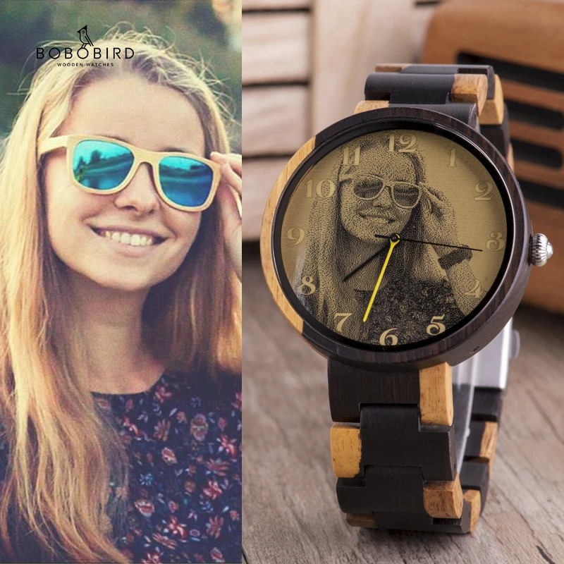 

BOBO BIRD Couple Watches Personalized Watch Customized Photo Wooden Wristwatches Birthday Present Anniversary Gift reloj hombre