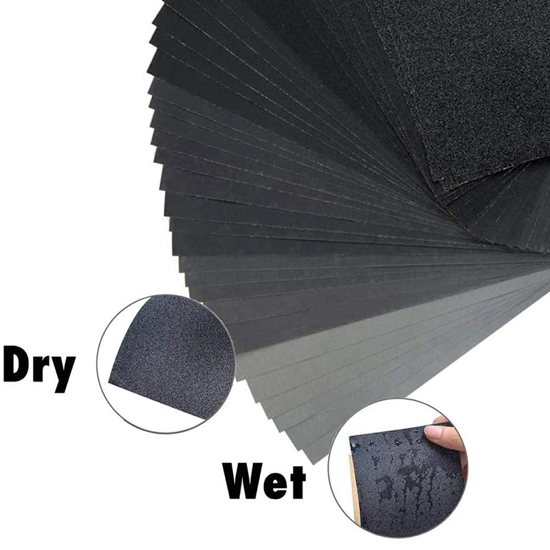 

40 Sheets of Fine Sandpaper (400-5000 Grit) Dry/Wet Waterproof Sandpaper Grit for Metal, Wood, Glass, Plastic Cars