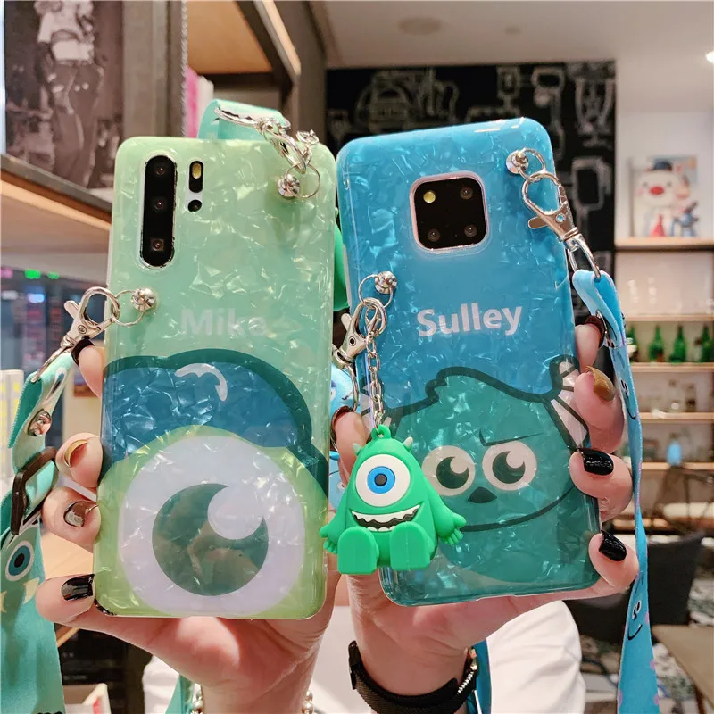 For Huawei P30 p20 Coach style Monsters case Cute Sullivan Soft mate20 20X pro nova4 cover + toy long Strap |