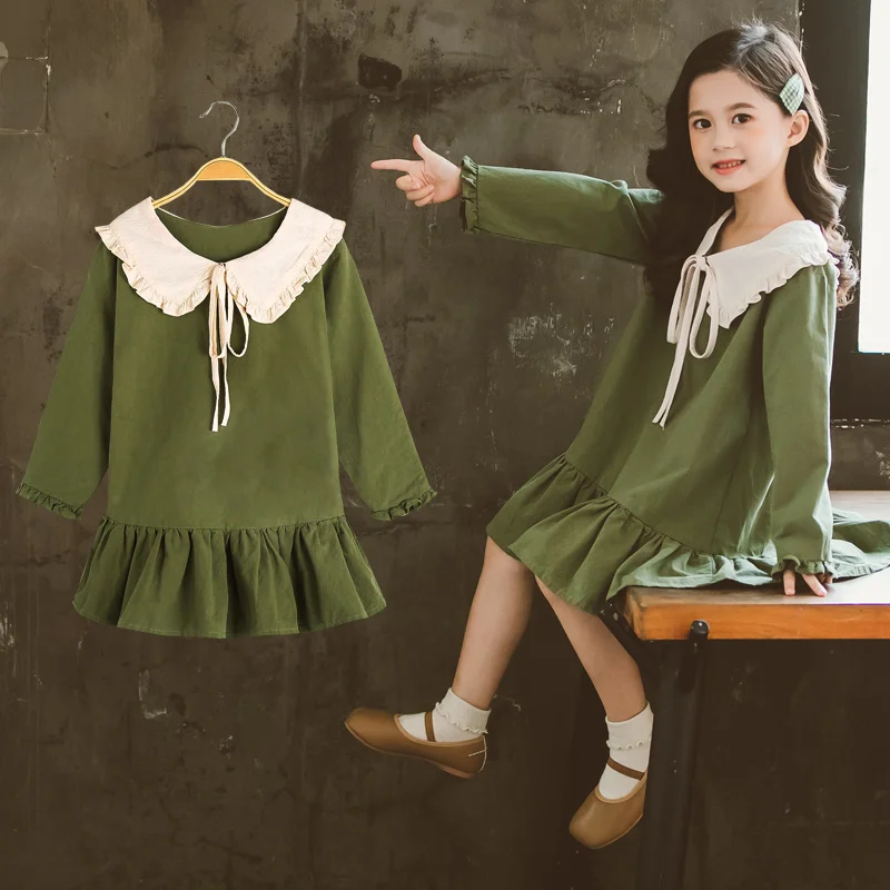 Fashion 2021 Children Girls Dresses Long Sleeve Red Lattice Clothes Spring Autumn Teenage Clothing Baby Dress Sweatshirt | Детская