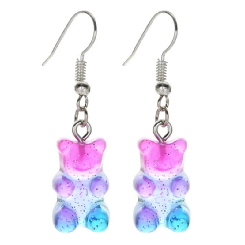 

Cute And Golden Powder Cartoon Animal Bear Earrings Resin Colorful Candy Color For And Women Cute Bear Earrings Party Jewelry