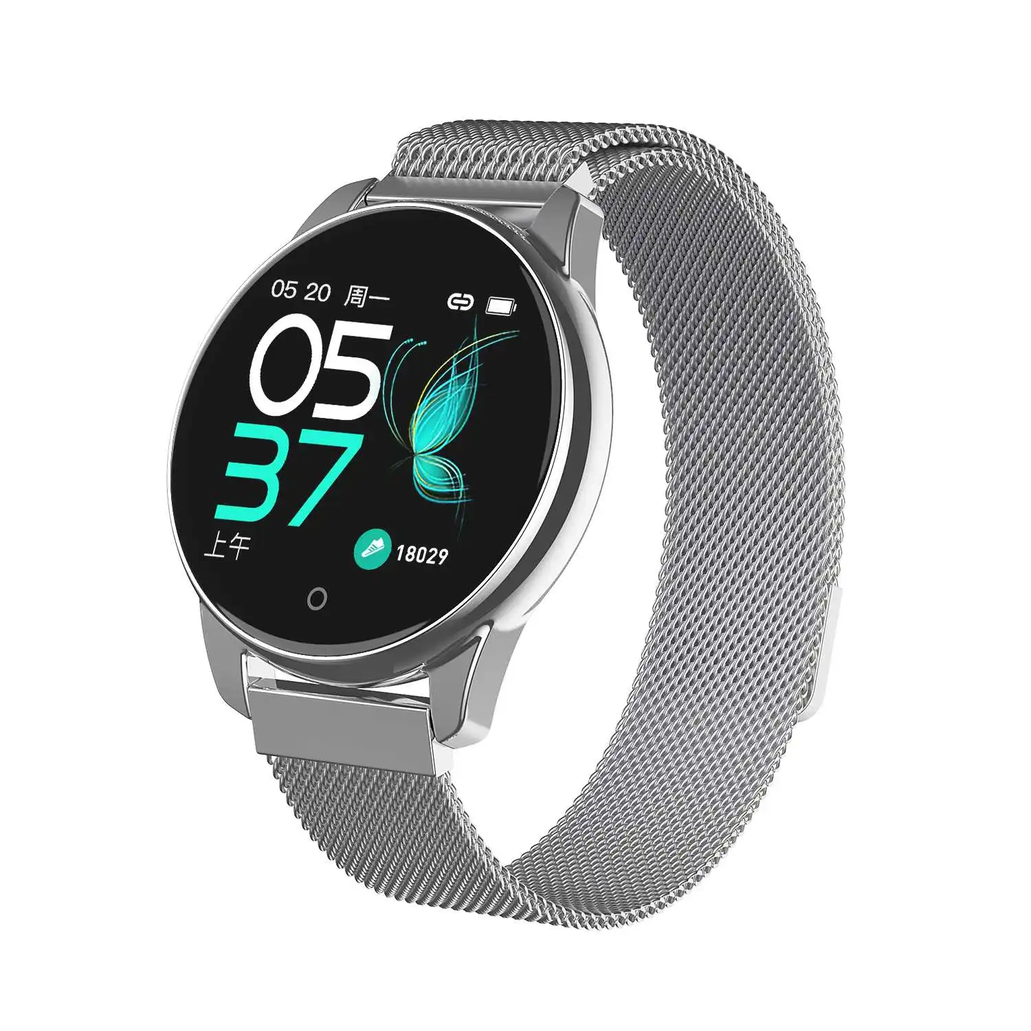 silver stainless Умные часы для мужчин и женщин с одним сенсорным браслетом для фитнеса M4, 24 часа, пульсометр, измеритель артериального давления и сна, Бизнес Стиль - Цвет: silver stainless