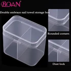 Прозрачная коробка BQAN с двумя отделениями для хранения полотенец для ногтей, Пластиковые Многофункциональные ватные тампоны, маникюрные полотенца, приемные инструменты