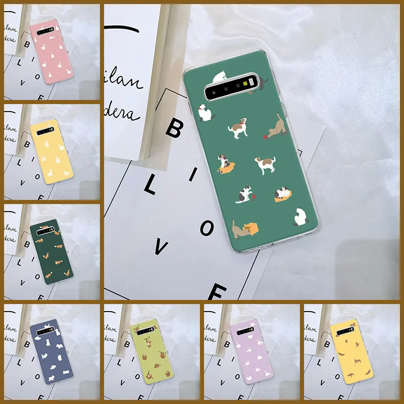 Phone Case For Samsung Galaxy Note 10 Pro Yellow Dog Pink Cat Silicone Soft Back Cover For Samsung Galaxy S10E S10 Plus 5G Case