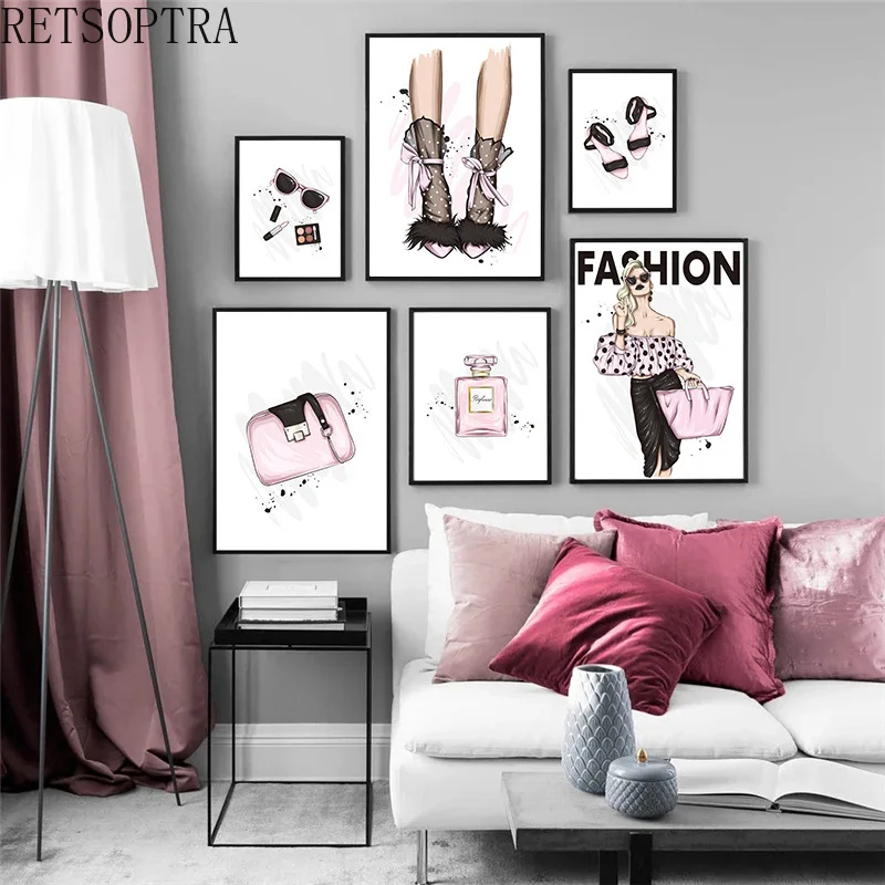 Простой розовый акварельный красивый модный флакон для духов девушек макияж