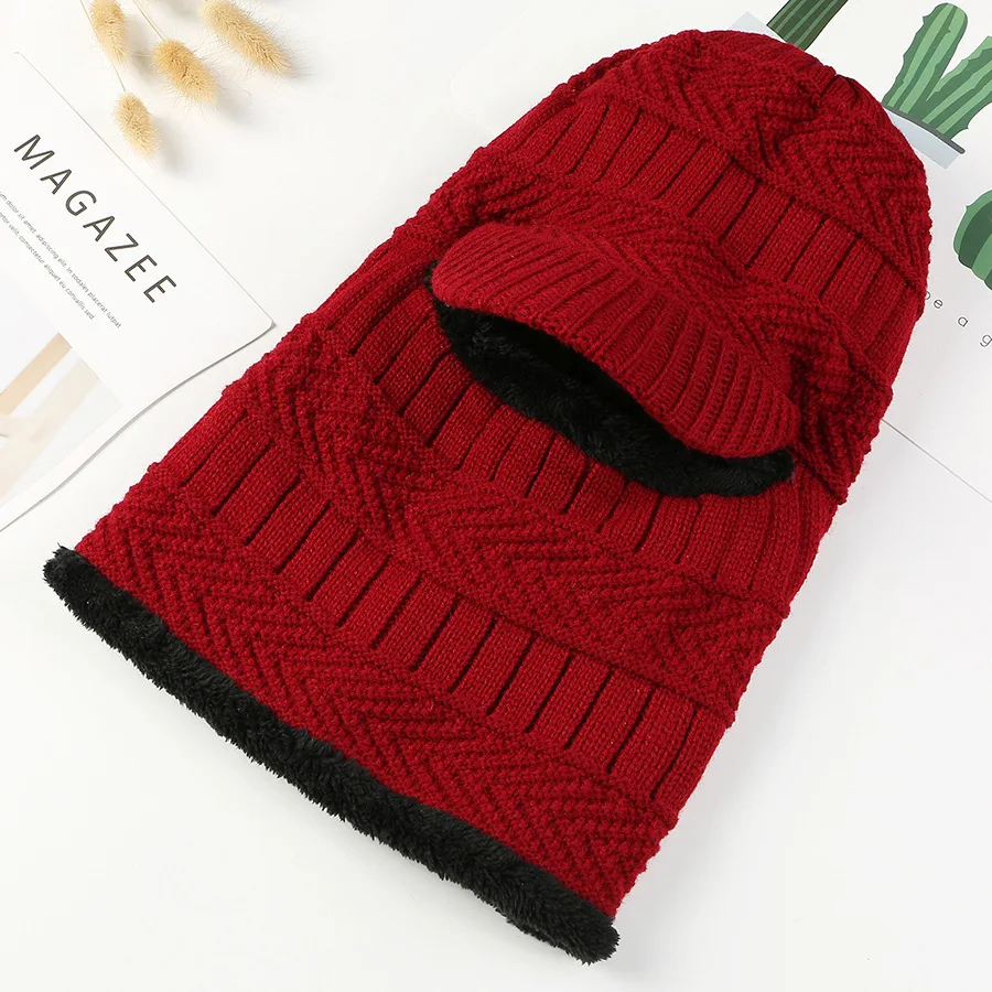 Вязаная шапка мужская зимняя велосипедные Шляпы шарф одна теплая наушники