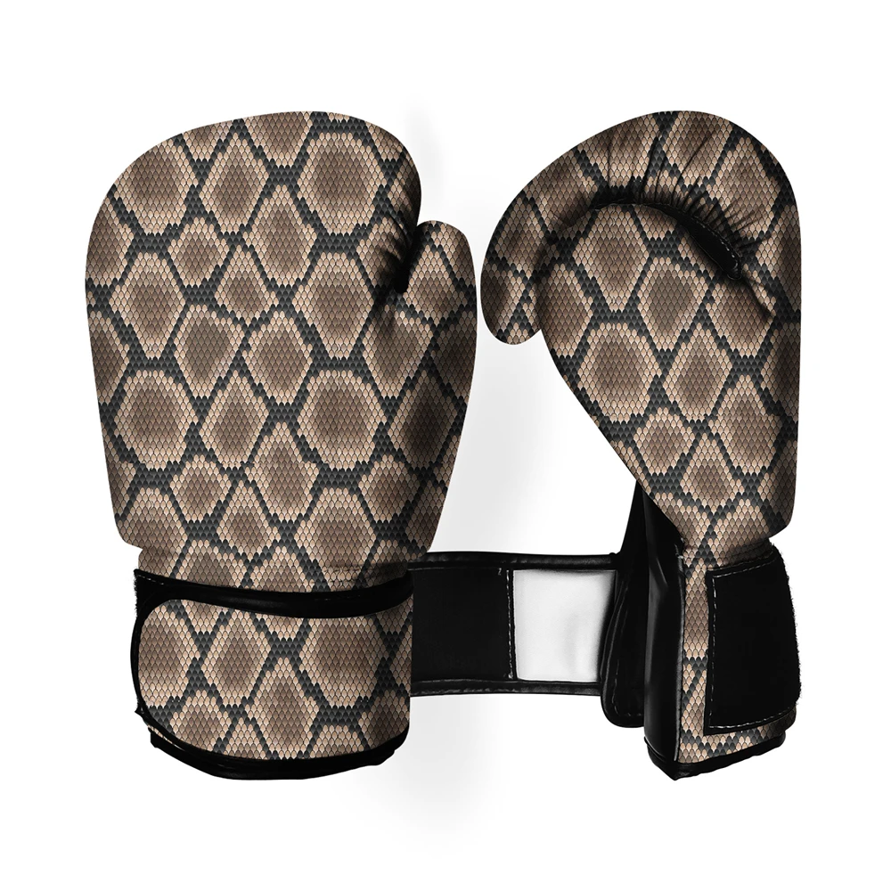 

New 2021 Snakeskin Pattern Design Boxing Gloves Sparring Punching Gloves Heavy Bag Workout Gloves For Kickboxing Muay Thai MMA