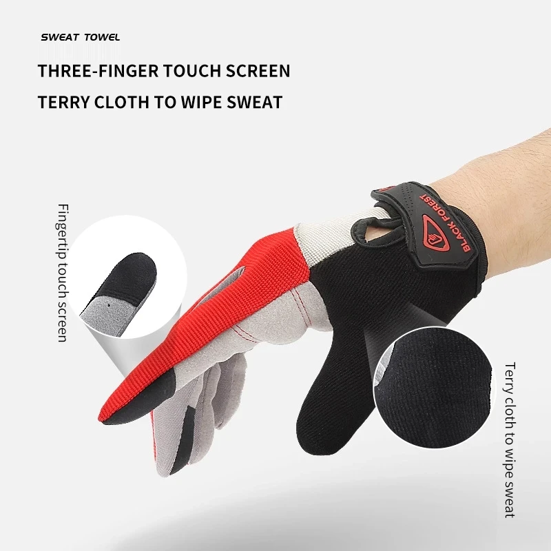 

Men Full Finger Gloves Male Shockproof Touch Screen Cycling Gloves Fitness Climbing Anti-slip PU leather Mittens Gloves