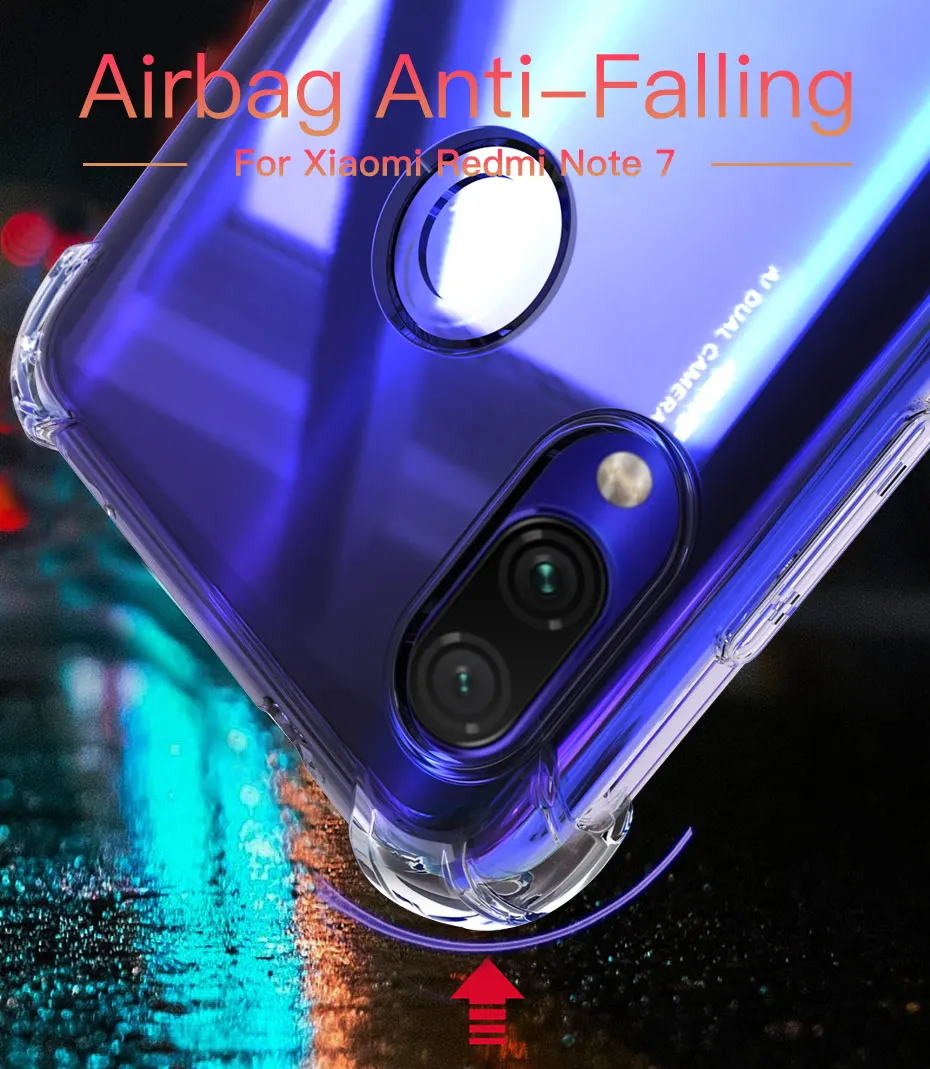 100 Pieces Airbag Shockproof Cases For Xiaomi Redmi Note 8 Pro 7 6 5 5A 4 4X Prime Clear Phone Case Soft TPU Transparent Cover |