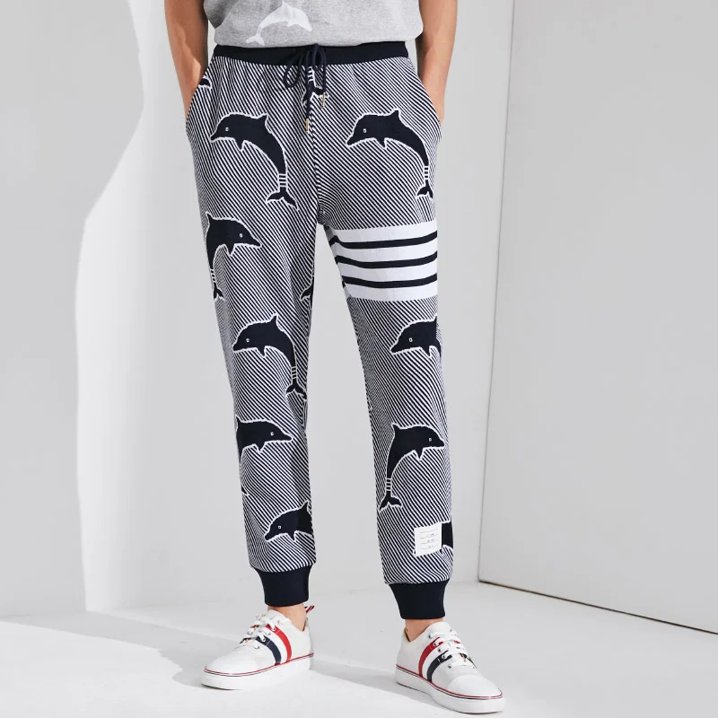 

2021 Fashion Brand TB THOM Sweatpants Men Autumn Dolphin Pattern Casual Sports Trousers Tracksuit Bottoms Men Jogger Track Pants