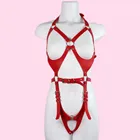 Женский сексуальный ремень из искусственной кожи, красный фетиш, подвязки, панк, полный боди-бандаж, нижнее белье, клетка, готические подвязки, одежда 2021