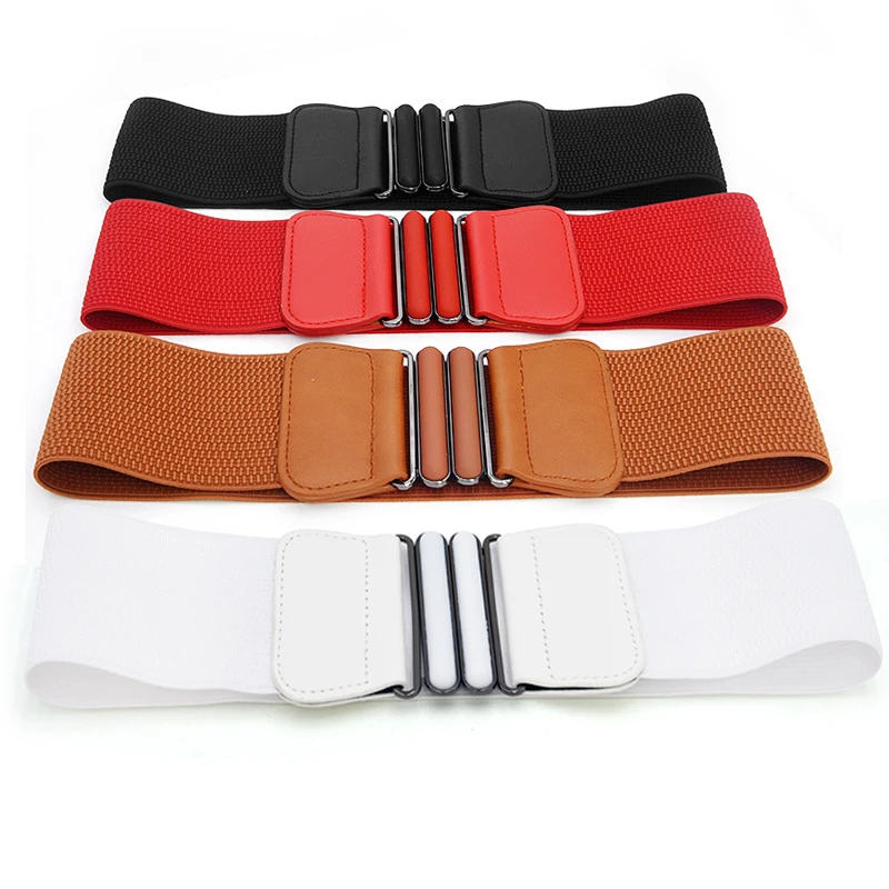 

Waist Belt Fashion Waist Belts Lady Solid Stretch Elastic Wide Belt Dress Adornment For Women Waistband 7.5cm Width 64cm Long