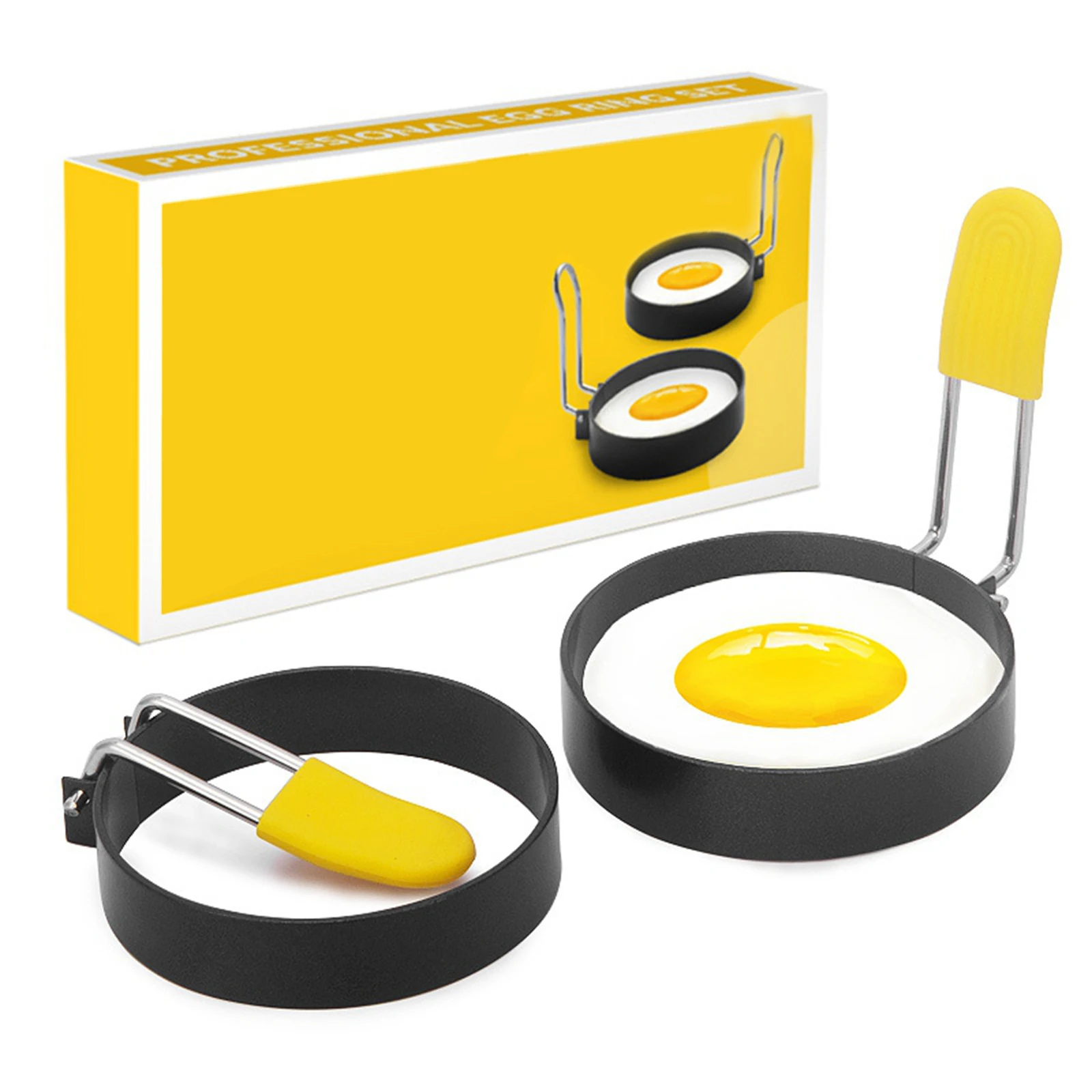 

2pcs/set Metal Omelette Pancake Ring Omelette Maker Stainless Steel Round Egg Omelette Shaper Breakfast Cooking Tool